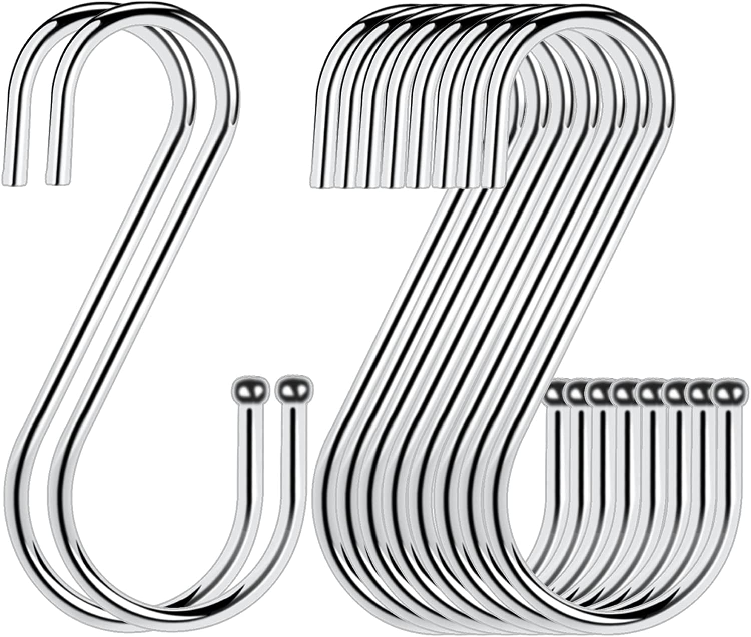 Heavy Duty S Hooks,Stainless Steel Metal S Hooks for Hanging Pots and Pants ,Can with Stand up
