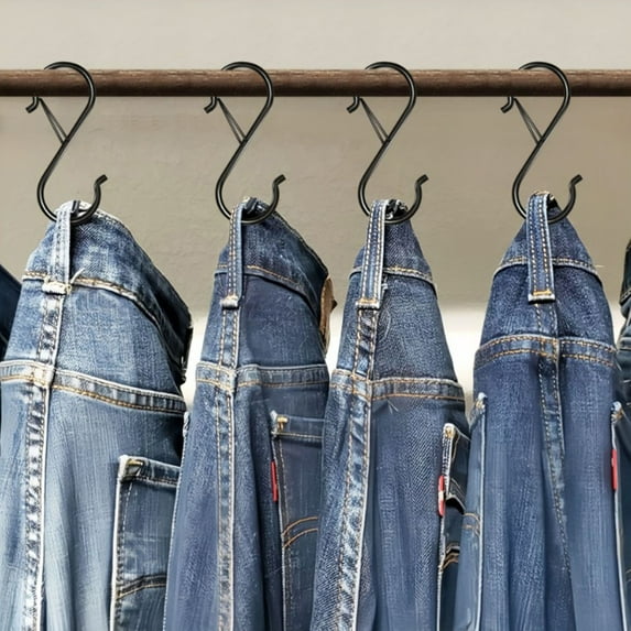 Heavy Duty S Hooks with Safety Buckle for Hanging Plants, Clothes, Kitchen Utensils, Pot Rack, Closet Hooks for Storage and Organization