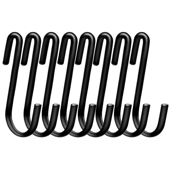 Heavy Duty S Shaped Hooks 30 Pack, Hanging Hooks for Kitchen Pots Pans Utensils, Wall Rack Organizer, Closet Bathroom Garage Storage, Black