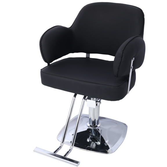 Heavy Duty Salon Styling Chair Wide Seat Black Square Base
