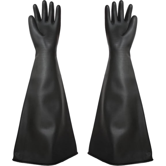 Heavy Duty Sandblasting Gloves 27.5" Rubber Gloves for Sandblaster Protective Safety Work Black Striped