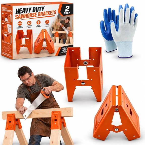 Heavy-Duty Sawhorse Bracket With Down Clamp, Cold Rolled Steel Saw Horse Brackets, Adjustable Clamping Sawhorse for Woodworking DIY Jobsite Cutting
