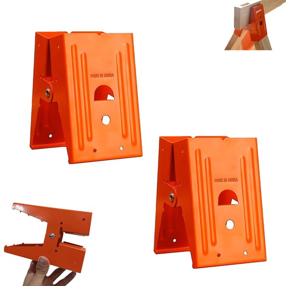 Heavy Duty Sawhorse Brackets 2 Pack, Steel Saw Horse Bracket Supports with Down Clamp for 2x4 Lumber DIY Workbench