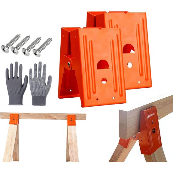 Heavy Duty Sawhorse Brackets with Down Clamp, 220 Lbs Capacity,2PCS | Adjustable Fast Fixed Clip,Galvanized Steel,Saw Horse Brackets for Woodworking, Diy Projects & Jobsite Cutting