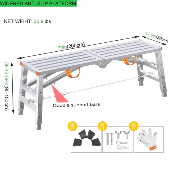 [Heavy-Duty Scaffolding] 1100 Lbs Capacity, Heavy Duty, Sturdy Scaffolding with Dual Base Support, Multi-Functional Work Bench