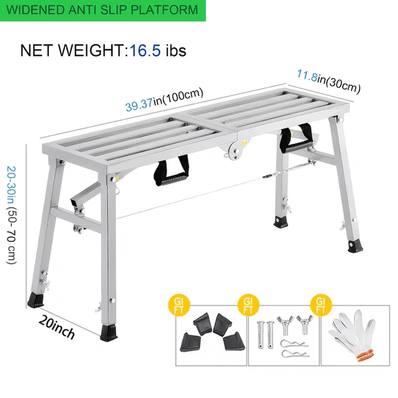 [Heavy-Duty Scaffolding] 1100 Lbs Capacity, Heavy Duty, Sturdy Scaffolding with Dual Base Support, Multi-Functional Work Bench