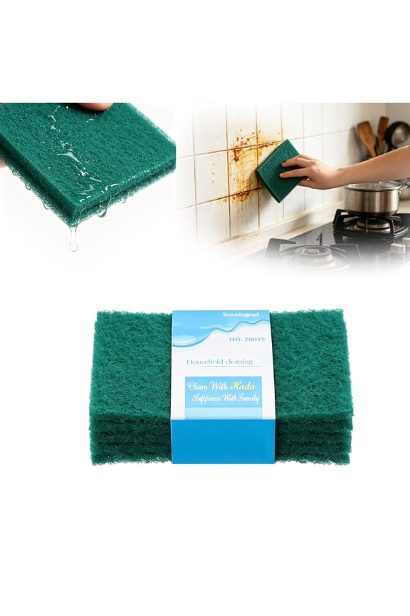 Heavy Duty Scouring Pad,5Pcs Green Scrubbing Pads,Green Scratch Pads,Green Scotch Brite Pads,Dish Scrubber Reusable for Cleaning,Multipurpose Scrub Pads for Household Kitchen Dishes