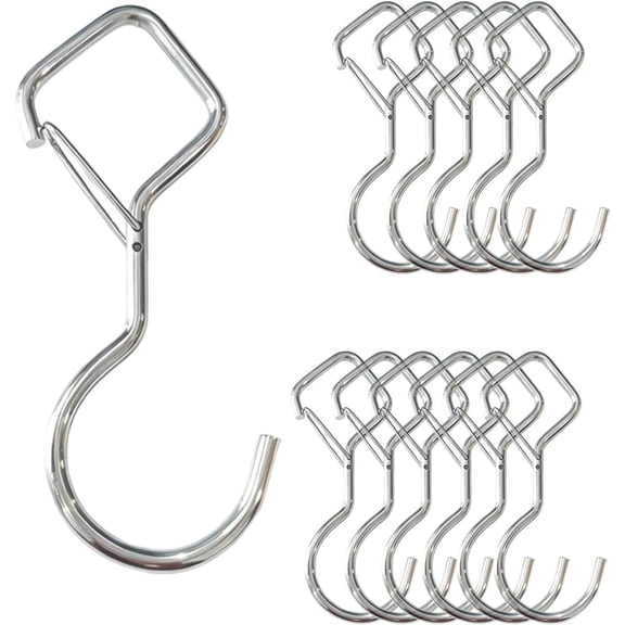 Heavy Duty Screw Hooks for Hanging with Safety Lock, Strong Hooks for Plants, Clothes, Kitchen Utensils, String Lights, Handbags, Towels (Silver)
