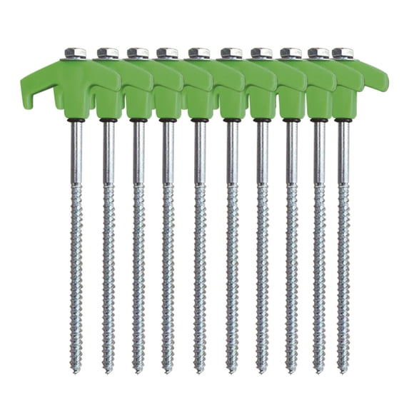 Heavy Duty Screw-In Tent Stakes | 10-Pack Carbon Steel Ice Shanty Anchors with Cloth Bag for Outdoor Camping, Patio & Garden Canopies