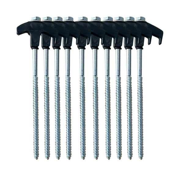 Heavy Duty Screw In Tent Stakes | 10Pcs Carbon Steel Ice Shanty Anchors for Outdoor Camping, Patio, Garden & Canopies with Storage Bag