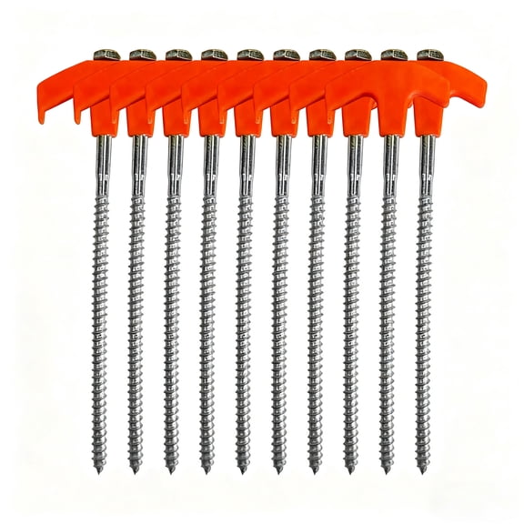 Heavy Duty Screw In Tent Stakes 10Pcs Carbon Steel Rust Resistant Anchors With Superior Grip For Sandy Or Frozen Terrain Secure Camping Canopy Stability(Red),Ccwuwei