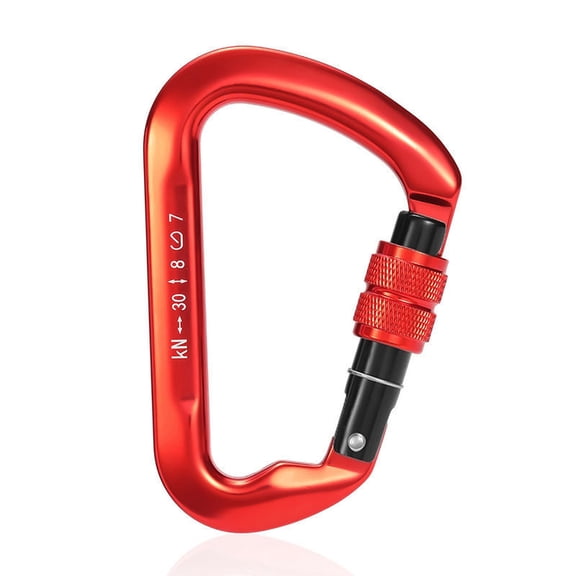 Heavy Duty Screwgate Locking Carabiner Aviation Aluminum D Shape Hook for Rock Climbing Rappelling and Rescue Certified Gear Red