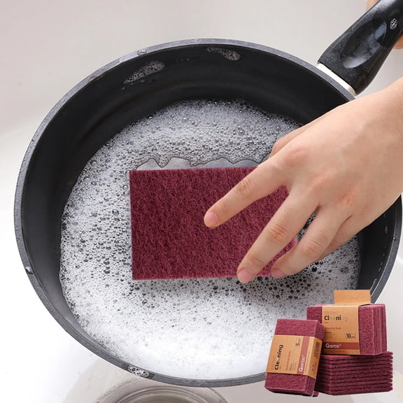 Heavy Duty Scrub Pad Sponges for Dishes - 10 Pack Non Scratch Kitchen Cleaning Pads - Reusable Scouring Sponges for Pots Pans and Oven - Polyester Mesh Scrubber for Home and Commercial Use
