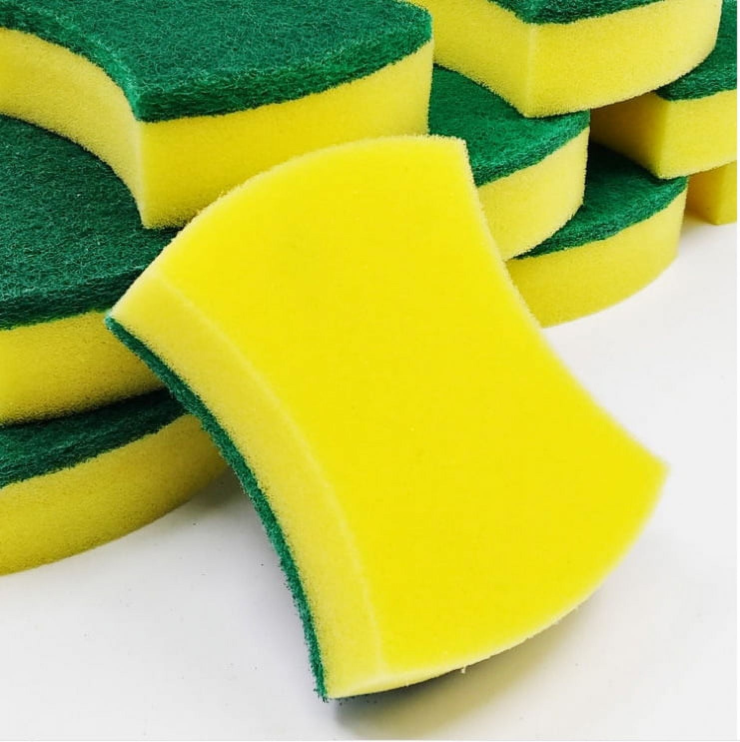 48 Lot Multi Purpose Yellow Dish Sponge Green Scrubber Scrub Scourer W —  AllTopBargains