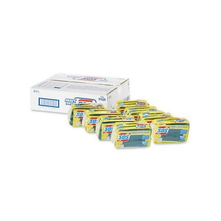 Heavy Duty Scrubber Sponge 2.5 x 4.5, 0.9" Thick, Yellow/Green, 3/Pack, 24 Packs/Carton
