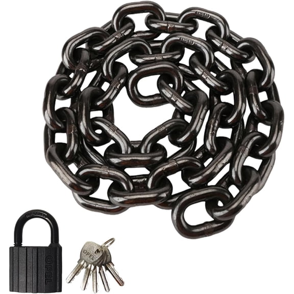 Heavy Duty Security Chain Lock with Padlock, 43 Inch 8mm Manganese Steel Chain, Anti-Rust & Anti-Theft - for Bike, Scooter, Motorcycle, Door, Gate, Fence
