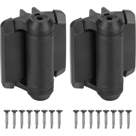 Heavy Duty Self Closing Gate Hinges with Safety Cap,Pool Gate Hinges with Alignment Legs No Rust and Adjustable Fence Hinges Kit for Outdoor Metal Gate,Vinyl Gates,Wood Gate,Black,2 Count
