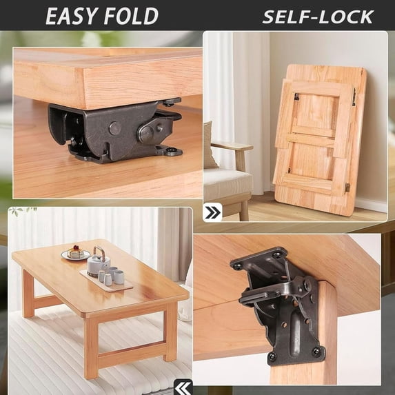 Heavy Duty Self Locking Folding Hinge Bracket, 90 Degree Locking Hardware for Foldable Table Legs and Workbench, 500lb Capacity Steel Support Bracket with Screws for DIY Furniture and Cabinets
