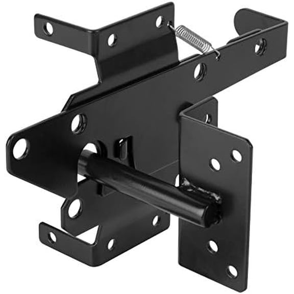 Heavy Duty Self-Locking Gate Latch for Wooden Fence, Post Mount Automatic Gate Lock Gravity Door Latch Hardware for Secure Pool, Outdoor Garden, Metal Gates Vinyl Fence, Black Finish