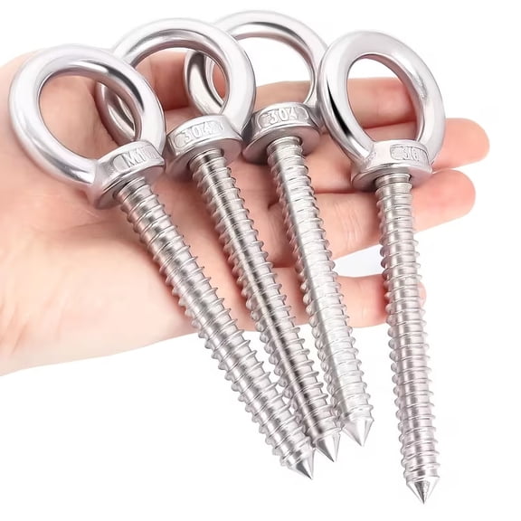 Heavy-Duty Self-Tapping Eye Screws - M5x80 Metal Spiral Ceiling Hooks for DIY Crafts and Picture Frame Hanging