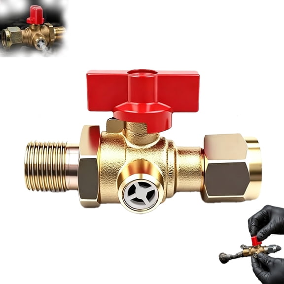 Heavy-Duty Self-Venting Brass Air Cut-Off Valve – M18x1.5 Gas Shut Off Valve for Natural Gas, Propane, Stove, Grill, Water Heater – Leak-Proof, Easy Installation,1pc