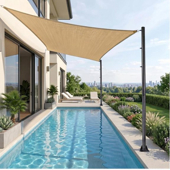 Heavy Duty Shade Sail Poles 10 Ft 2 Pack, Metal Support Posts for Patios and Backyards, Rust-Resistant Adjustable Sun Shade Poles (Shade Sail Not Included)