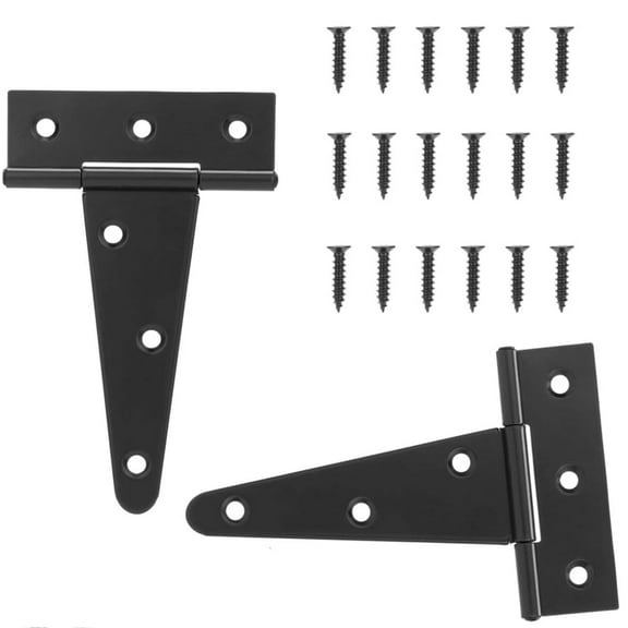 Heavy Duty Shed Door Hinges,Bexikou 6" T-Strap Gate Strap Hinges,Black Garden Door Hinges for Wooden Fences,Yard,Barn Door,Rustproof (2 Pack)