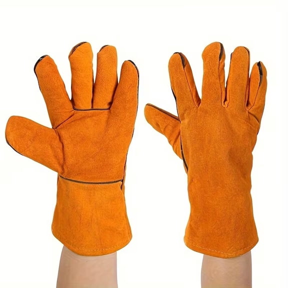 Heavy Duty Sheepskin Welding Gloves - Fire & Heat Resistant Work Gloves for Welders, Durable Reinforced Palms for Metal Processing and Grinding