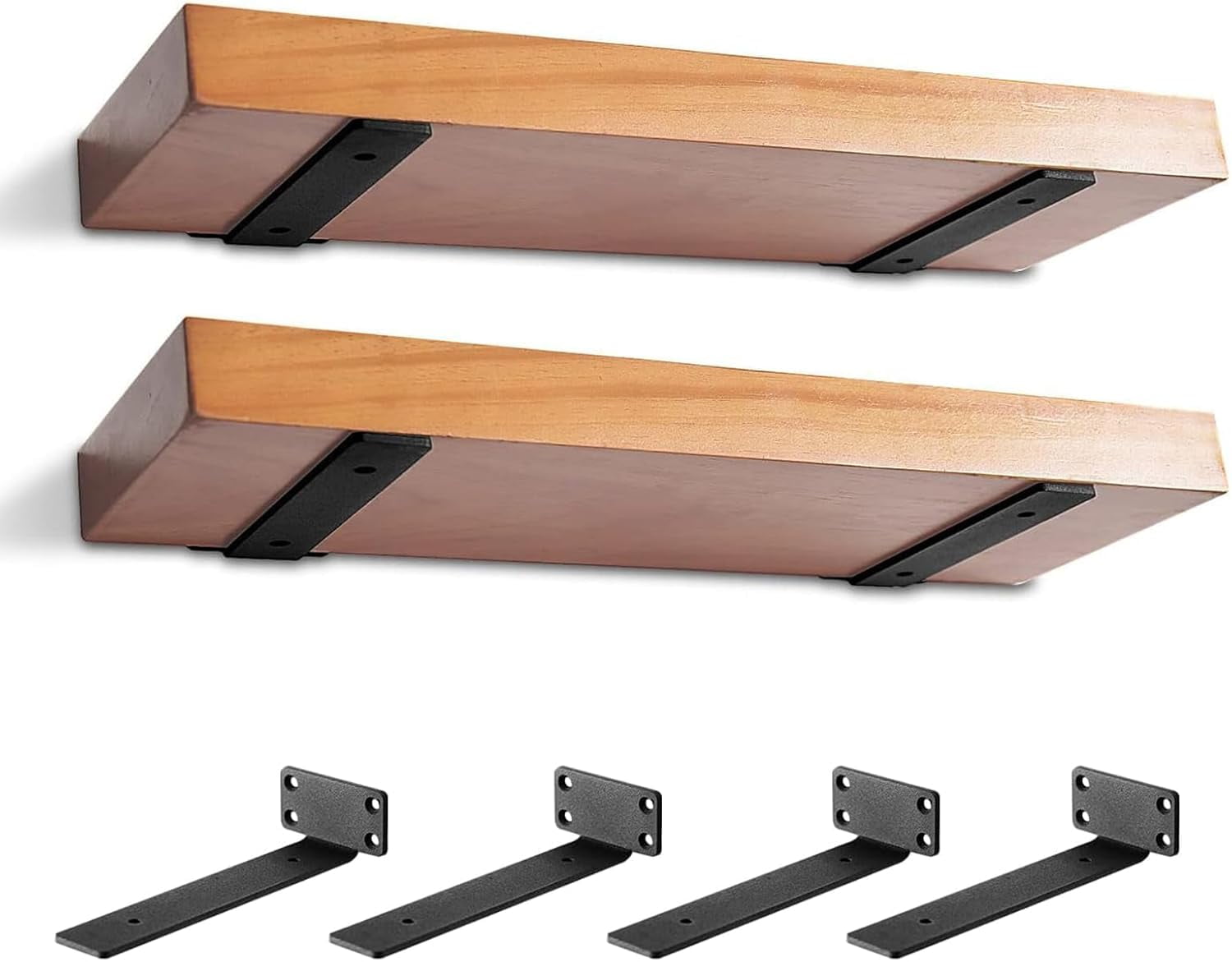 OVOV 10 Inch Heavy Duty Black Shelf Brackets – 4-Pack Decorative Iron Wall Supports With Screws, 88Lbs Capacity