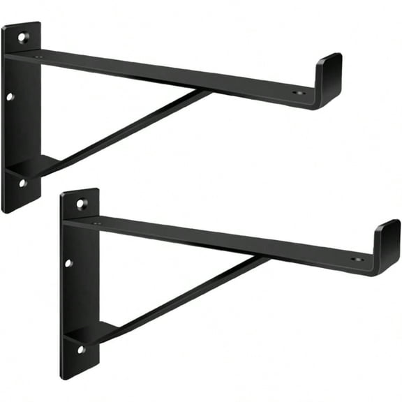 Heavy Duty Shelf Brackets 16 Inch Industrial Wall Brackets With Lip Metal Storage Brackets Outdoor Indoor Include Screws 2 Pack Black