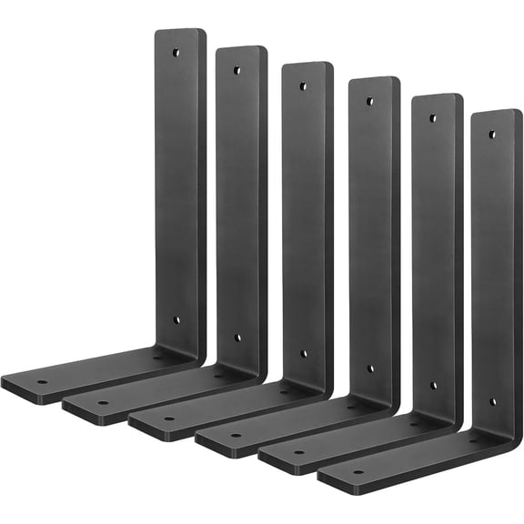 Heavy Duty Shelf Brackets 6 Inch (6 Pack), Rustic L Floating Shelf Brackets, Wall Shelf Bracket for DIY Decorative with Mounting Hardware