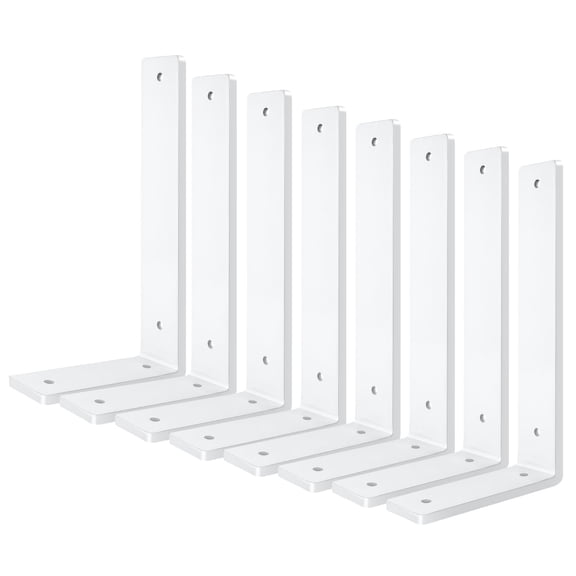 Heavy Duty Shelf Brackets 8 Inch (6 Pack), Rustic L Floating Shelf Brackets, Wall Shelf Bracket for DIY Decorative with Mounting Hardware