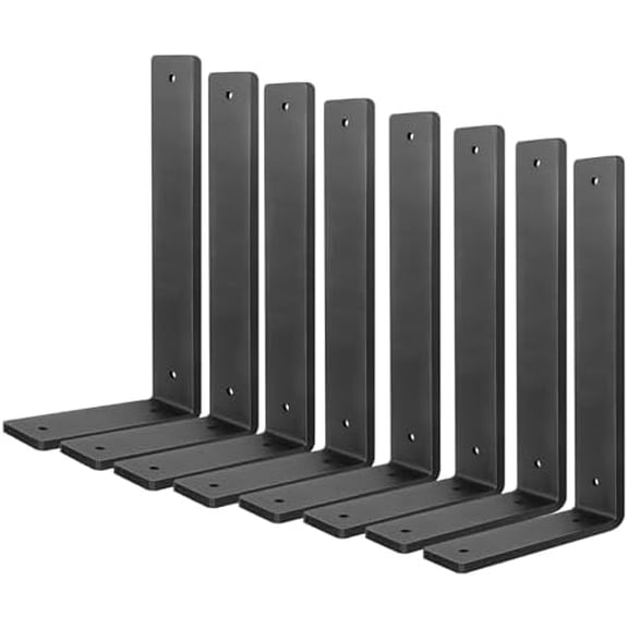 Heavy Duty Shelf Brackets 8 Inch (8 Pack), Rustic L Floating Shelf Brackets, Wall Shelf Bracket for DIY Decorative with Mounting Hardware