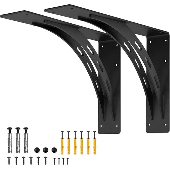 Heavy Duty Shelf Brackets , Metal Mantel Brackets (Set of 2) Fireplace Mantel Brackets - Countertop Support , Max Load 1100 Lbs (9 inch x 7.95 inch)