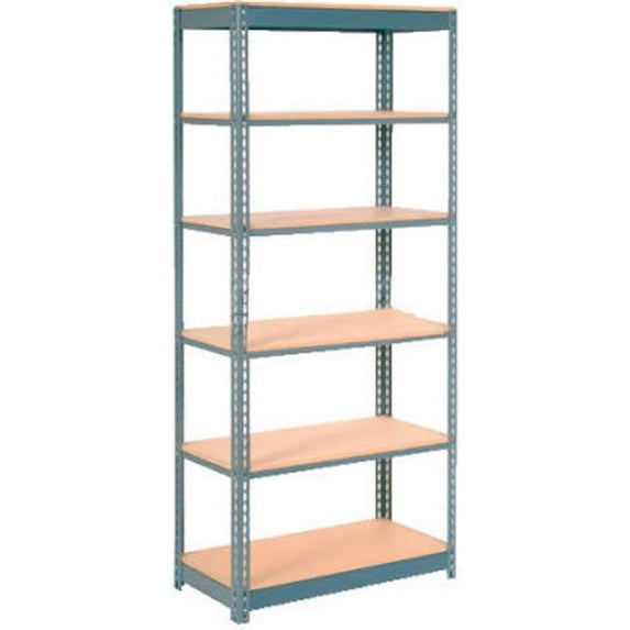 Heavy Duty Shelving with 6 Shelves & Wood Deck - Gray - 36 x 18 x 96 in.