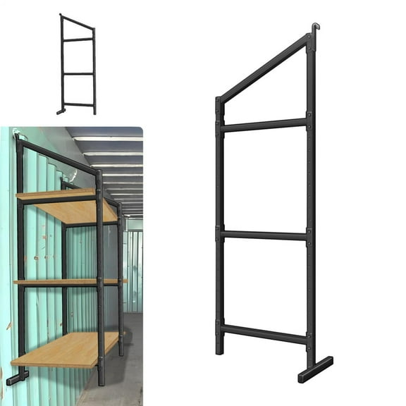 Heavy Duty Shipping Container Shelving Brackets 4-Pack, Adjustable 3-Tier Steel Cargo Racks 59.1"H x 21.3"W, Powder Coated for Trailer Storage Optimization