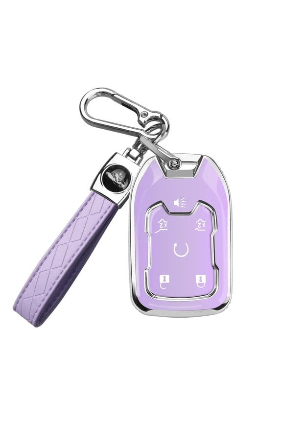 Heavy-Duty Shock-Absorbing 6-Button TPU Full-Body Key Fob Cover for Chevy Silverado Suburban Tahoe GMC Acadia Terrain Yukon Sierra HD with Keychain