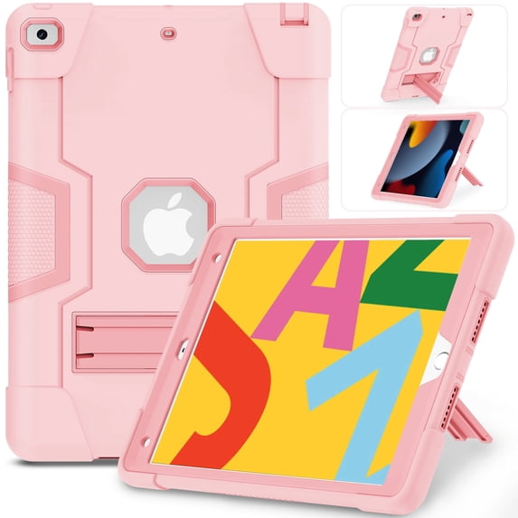 Heavy Duty Shockproof Case For iPad 7th 8th 9th Generation 10.2 inch with Kickstand, 3 Layer Protection Case Rugged Cover