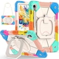 thumbnail image 1 of Heavy Duty Shockproof Case for Samsung Galaxy Tab S10 FE , Galaxy Tab S9 FE , Galaxy Tab S9,Anti drop silicone+PC Layer Protective Case 360 ° Rotating Square Handle Stand With Shoulder Strap,Colorful, 1 of 8