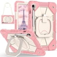 thumbnail image 1 of Heavy Duty Shockproof Case for Samsung Galaxy Tab S10 FE , Galaxy Tab S9 FE , Galaxy Tab S9,Anti drop silicone+PC Layer Protective Case 360 ° Rotating Square Handle Stand With Shoulder Strap,pink, 1 of 8