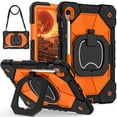 thumbnail image 1 of Heavy Duty Shockproof Case for Samsung Galaxy Tab S10 FE , Galaxy Tab S9 FE , Galaxy Tab S9,Anti drop silicone+PC Layer Protective Case 360 ° Rotating Square Handle Stand With Shoulder Strap,Orange, 1 of 8