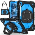 thumbnail image 1 of Heavy Duty Shockproof Case for Samsung Galaxy Tab S10 FE , Galaxy Tab S9 FE , Galaxy Tab S9,Anti drop silicone+PC Layer Protective Case 360 ° Rotating Square Handle Stand With Shoulder Strap,Blue, 1 of 8