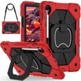 thumbnail image 1 of Heavy Duty Shockproof Case for Samsung Galaxy Tab S10 FE , Galaxy Tab S9 FE , Galaxy Tab S9,Anti drop silicone+PC Layer Protective Case 360 ° Rotating Square Handle Stand With Shoulder Strap,Red, 1 of 8