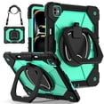 thumbnail image 1 of Heavy Duty Shockproof Case for iPad Pro 13 2025 / 2024,Anti drop silicone+PC Layer Protective Case 360 ° Rotating Square Handle Stand With Shoulder Strap,Green, 1 of 8