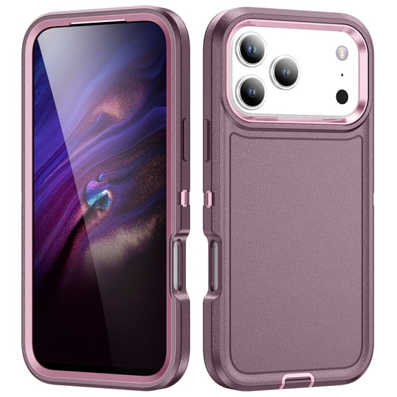 Heavy Duty Shockproof Case For iPhone 18 Pro Rugged 360 Full Body Protection Case Multi-Layer Hard PC & Soft Silicone Rubber Raised Camera Protection For iPhone 18 Pro, Purple