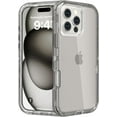 thumbnail image 1 of Heavy Duty Shockproof Protection Phone Cases, Anti-Drop, Triple Layer Transparent Protective Cover Compatible with iPhone 16 Pro Max, Crystal Gray, 1 of 7