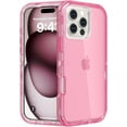 thumbnail image 1 of Heavy Duty Shockproof Protection Phone Cases, Anti-Drop, Triple Layer Transparent Protective Cover Compatible with iPhone 16 Pro, Crystal Pink, 1 of 7