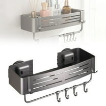 Heavy Duty Shower Caddy Suction Cup Bathroom Organizer Shelf Rack with Portable Hooks for Corner Storage Without Drilling Ideal for Bath and Dorm Use