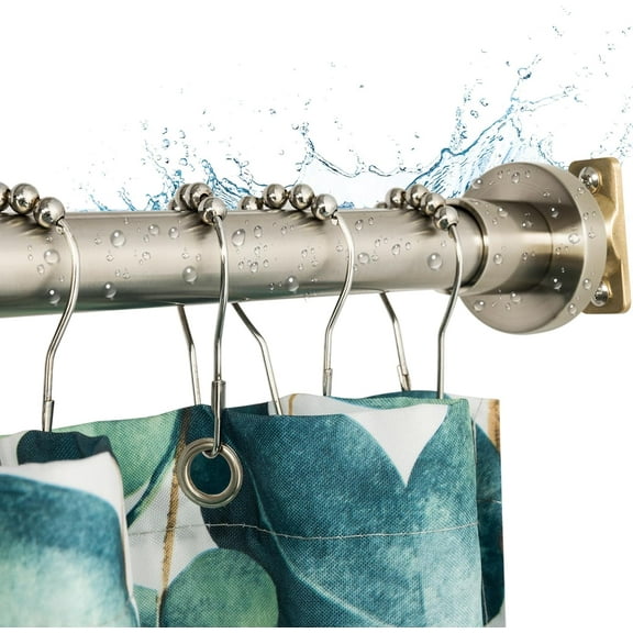 Heavy Duty Shower Rod, Adjustable Shower Curtain Rod, Expandable 47-84 Inch, Permanent Mount Shower Rod, Never Rust Stainless Steel For Window Curtain and Closet, Brushed Nickel