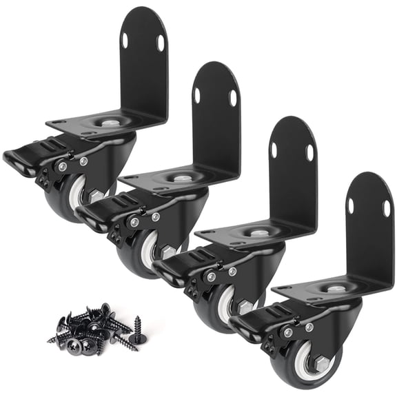 Heavy Duty Side Mount Caster Wheels Set of 4 with Brake Industrial Furniture Casters 600 Lbs Capacity